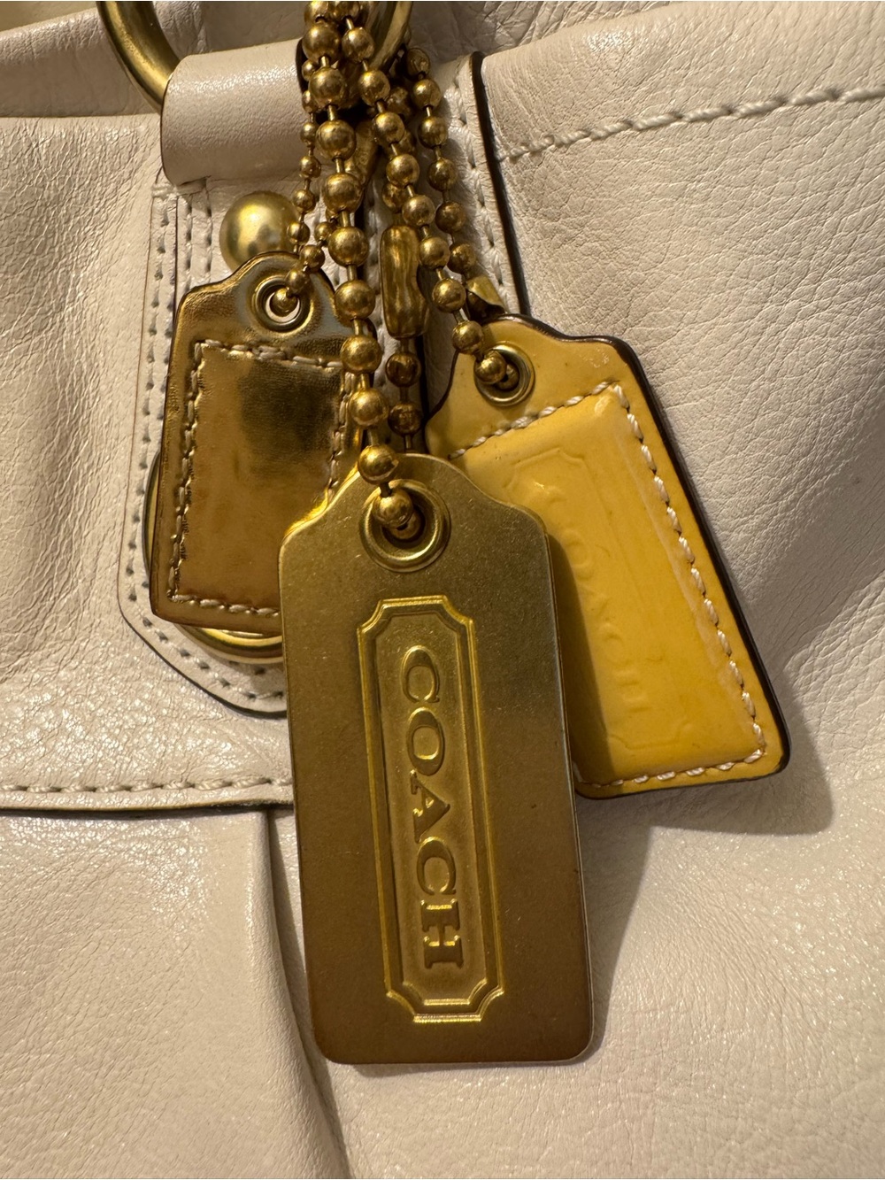 Vintage 2008 Coach Madison Julianne Cream Leather Crossbody Satchel Tote - MINT - Picture 4 of 16